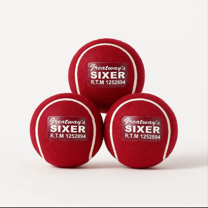 Greatway's Sixer Hard Tennis Cricket Ball (Red) - (6 Balls Pack)